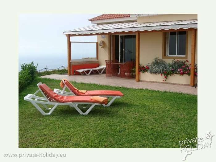 Lawn with deck chairs