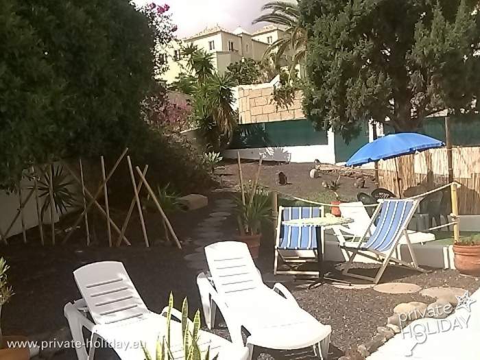 Lawn with deck chairs