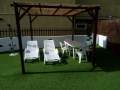 Lawn with deck chairs