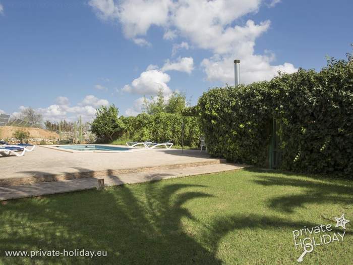 Lawn with deck chairs