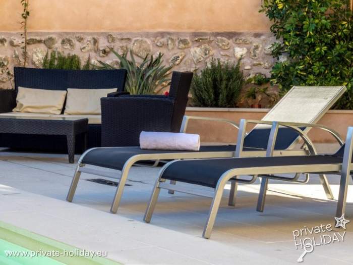 Lawn with deck chairs