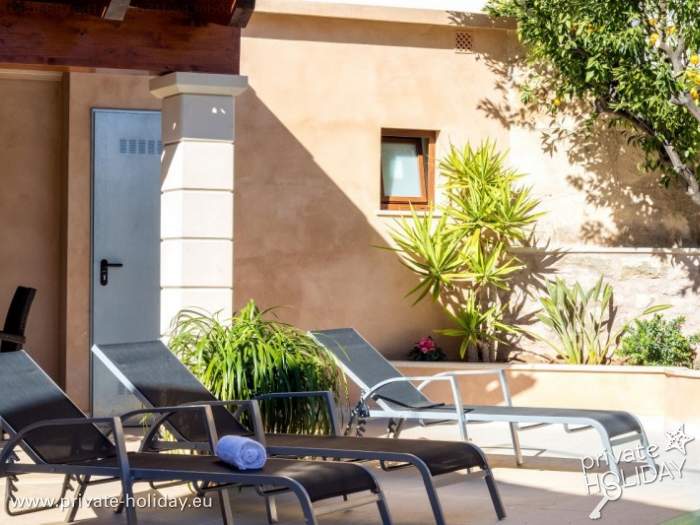 Lawn with deck chairs